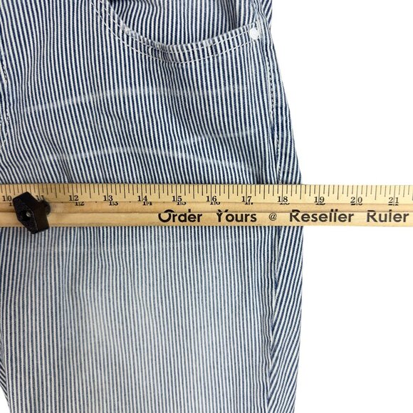 Faded Glory Bermuda Denim Shorts Womens 12 Striped Blue White Cotton Blend - Picture 8 of 12